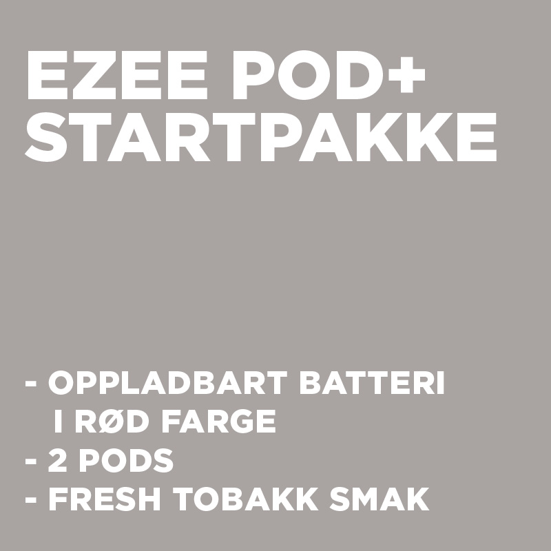 Ezee Pod+ Startpakke Rød, fresh tobakk 12mg