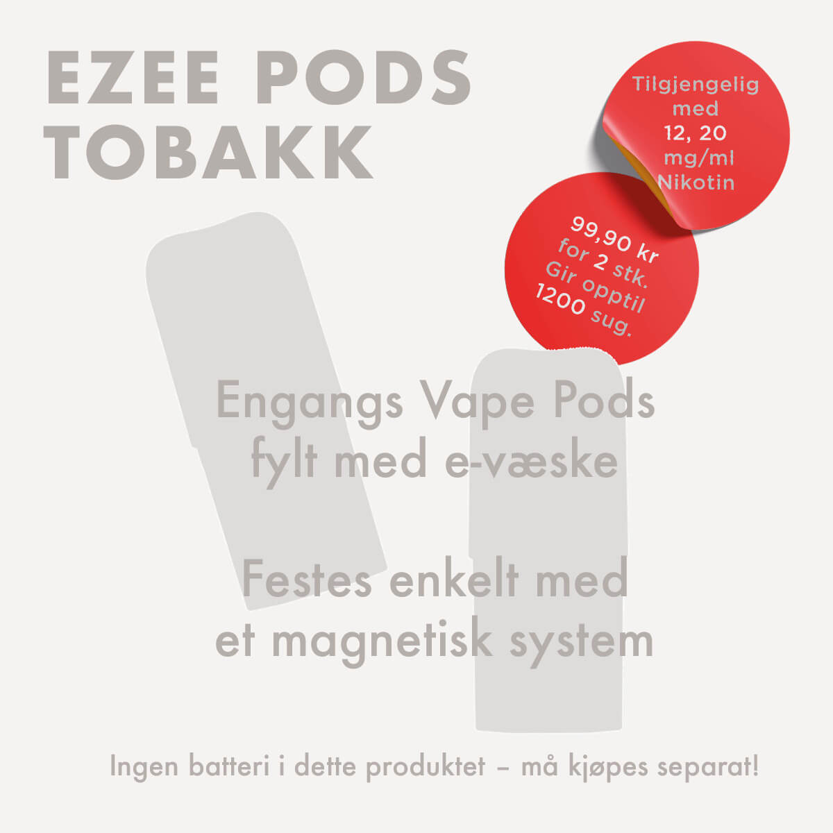 Ezee Pod+ Tobakk Pods - nikotin uten