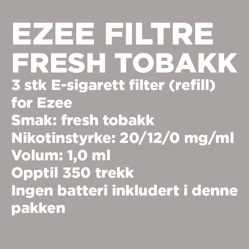 Ezee E-sigarett Filtre Mentol nikotin uten nikotin