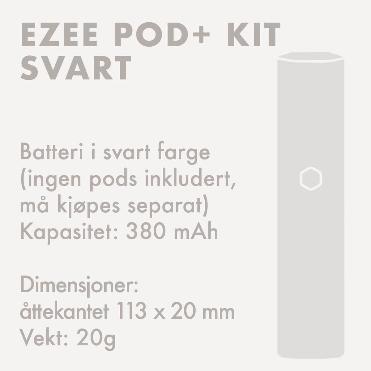 Vape Pod System Oppladbart Kit 400mAh svart batteri Ezee pod