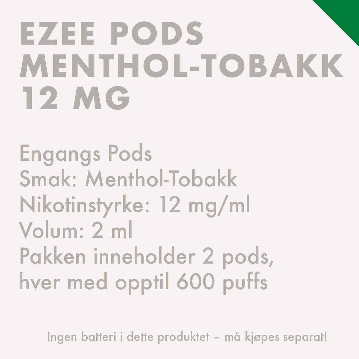 engang vape pods ezee pod+ mentol smag 12mg nikotin